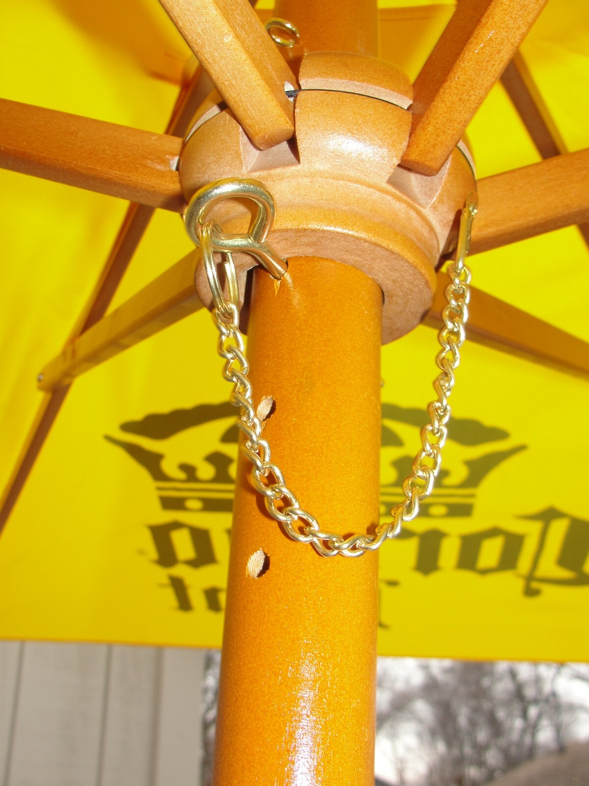 CORONA LIGHT BEER 👑 PATIO MARKET UMBRELLA YELLOW CANVAS WOOD POST 7' NEW IN BOX