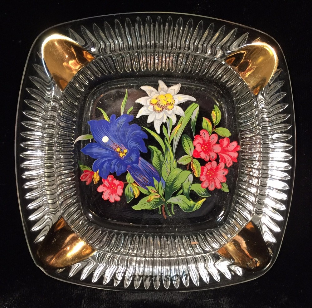 GARMISCH Glass Floral Ashtray