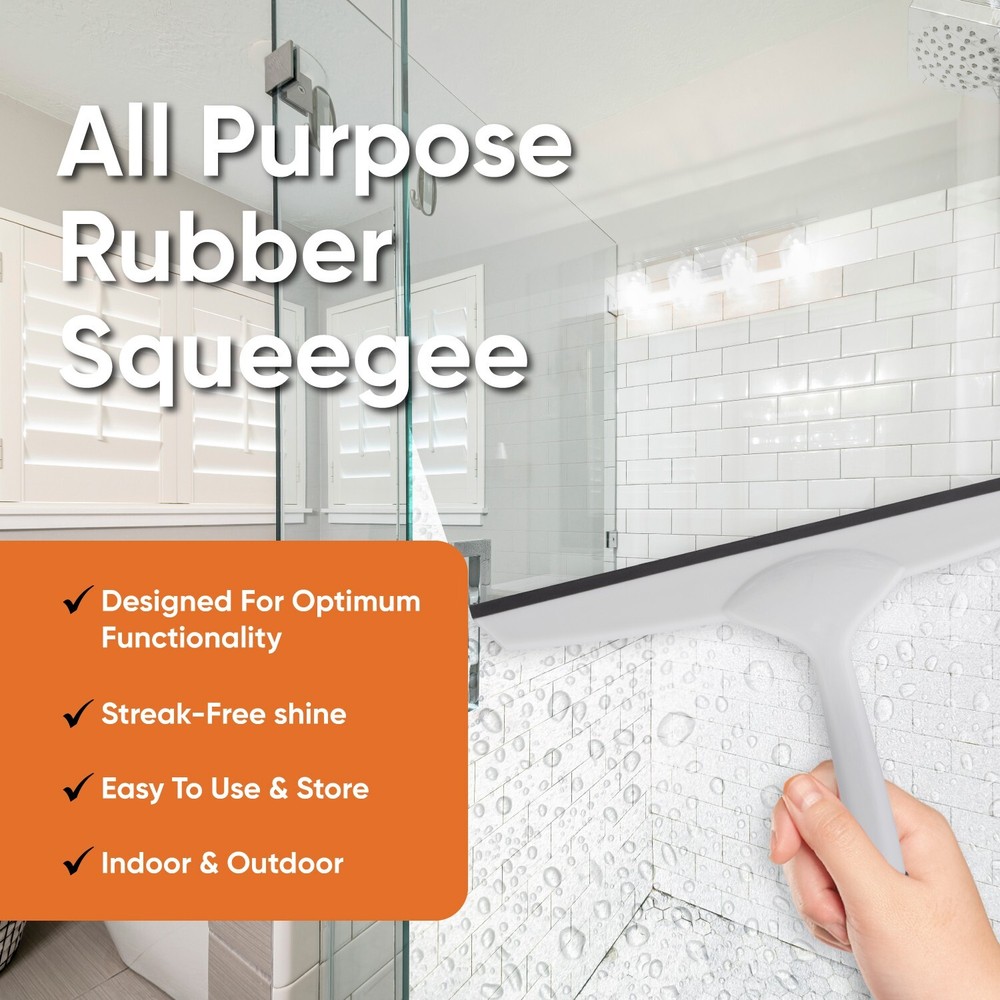 10" Grey Rubber Squeegee with Hanging Loop 2-Pack