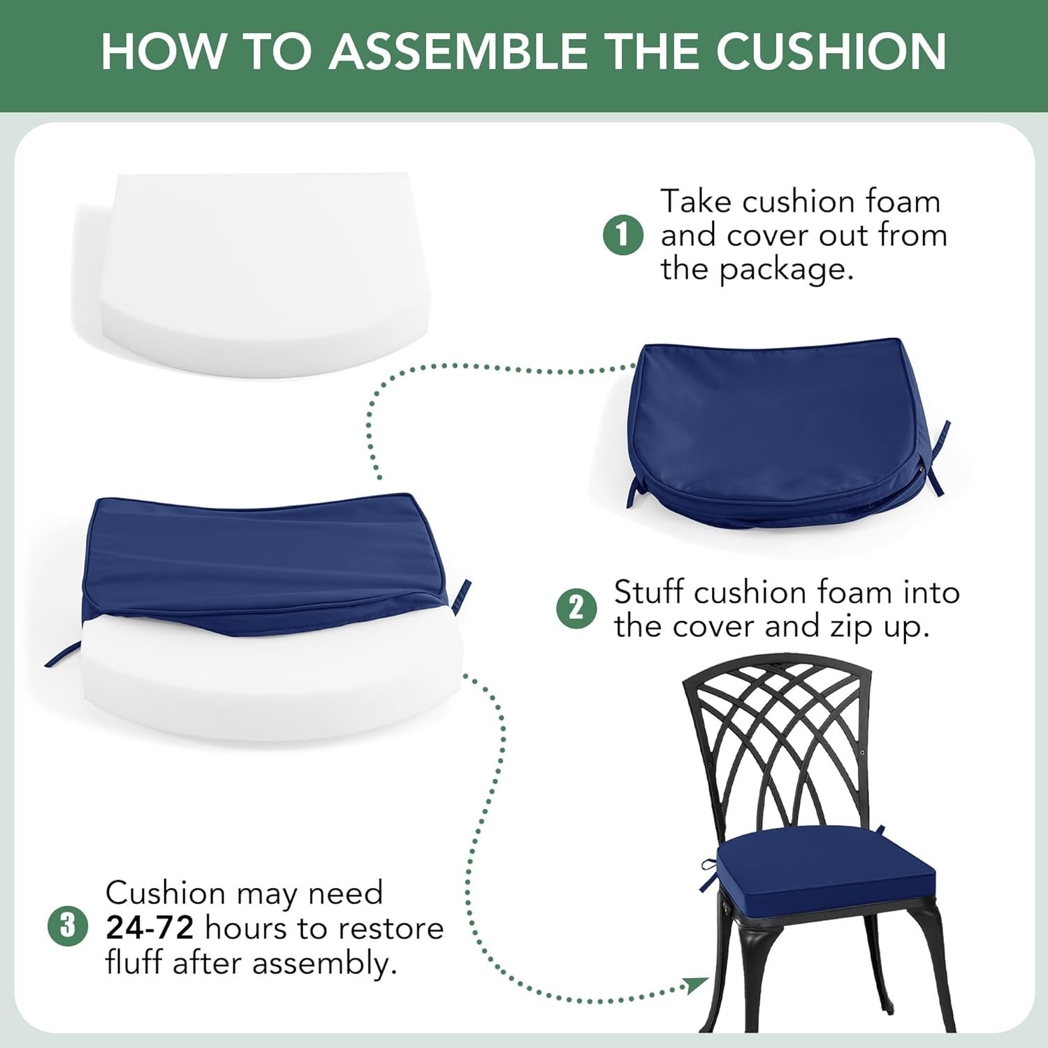 Outdoor Chair Cushions Set of 4, Outdoor Cushions for Patio Furniture, Water Res