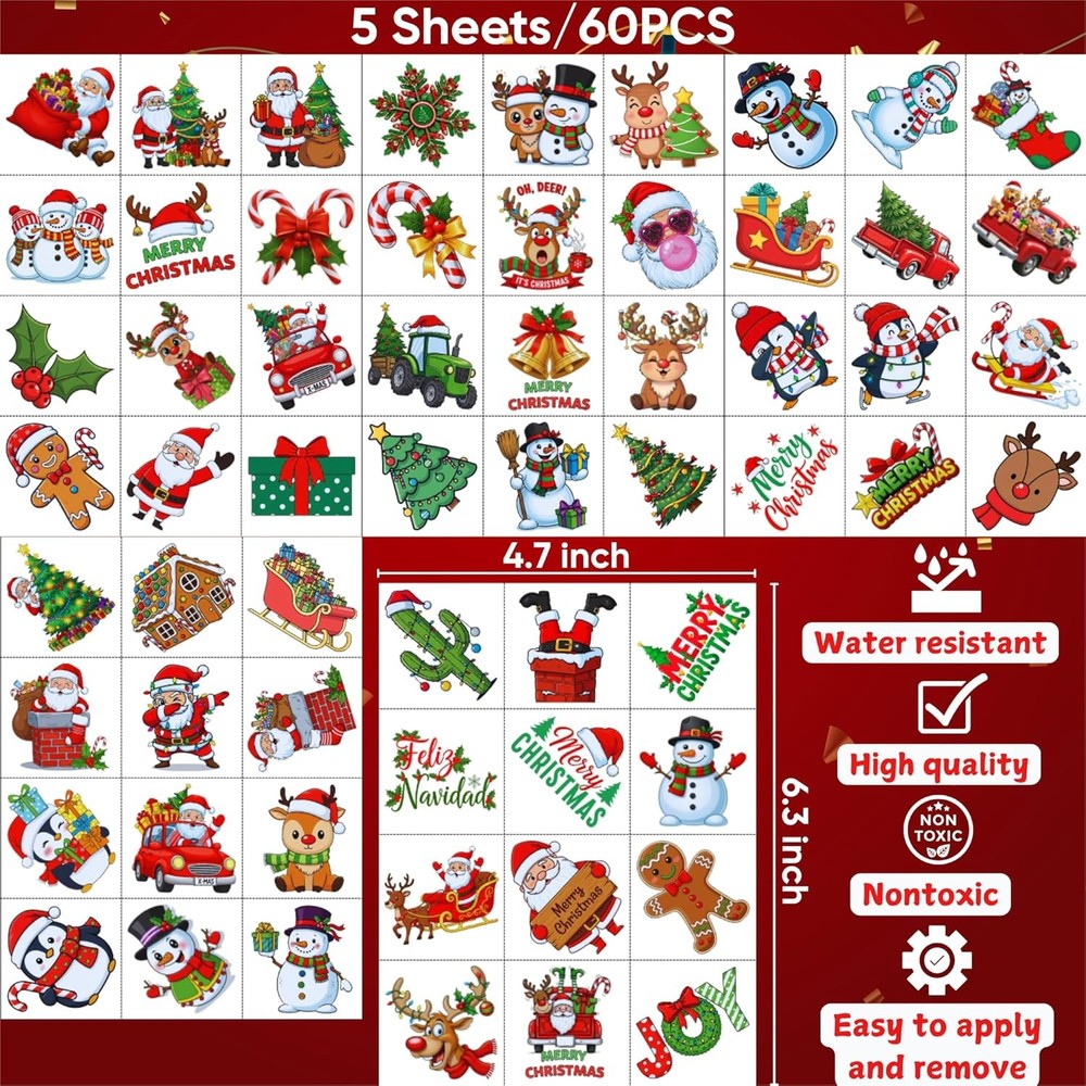 Christmas Temporary Tattoos | Medium, tattoos - V1