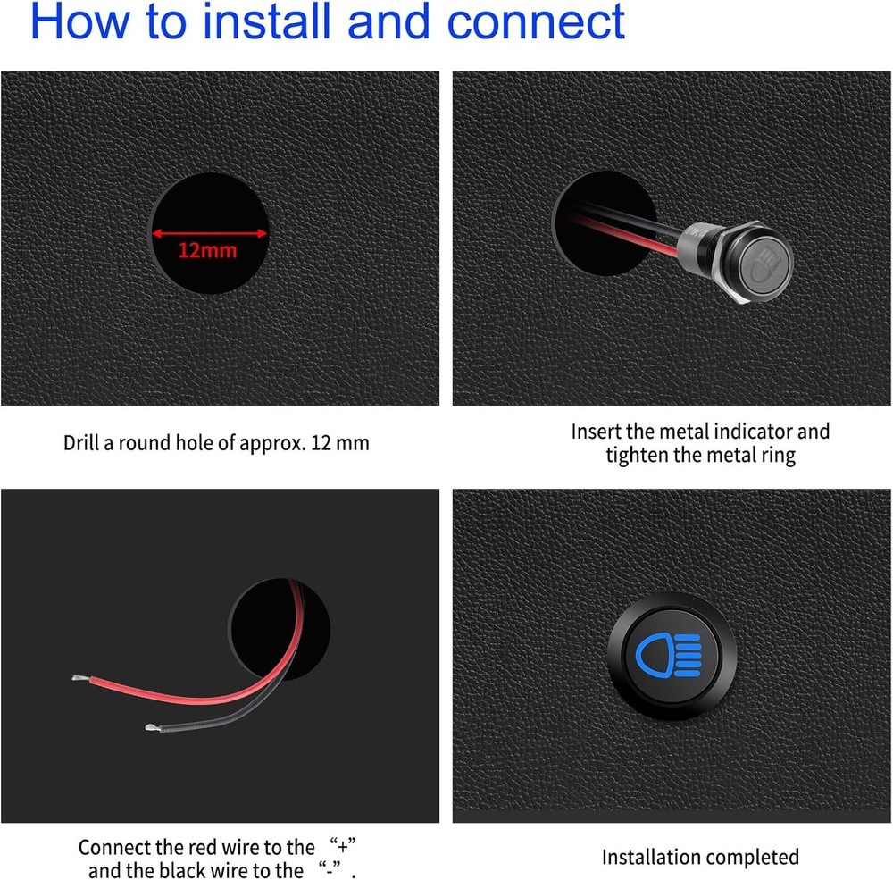 12V LED Indicator Small Light Indicator Waterproof 1/2(12Mm) Panel Cutout 12V