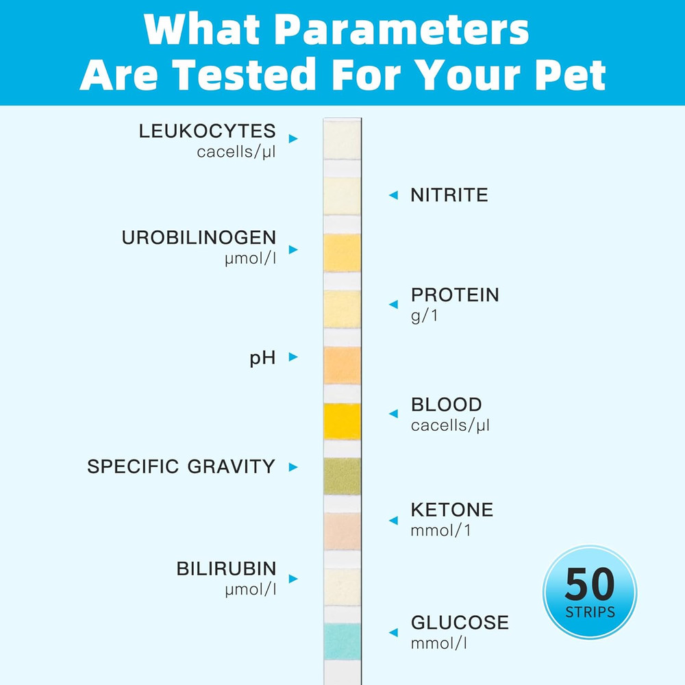 Dog UTI Test Strips, 10 Parameter Urinalysis Parameter Tests for Dogs, Cats, Acc