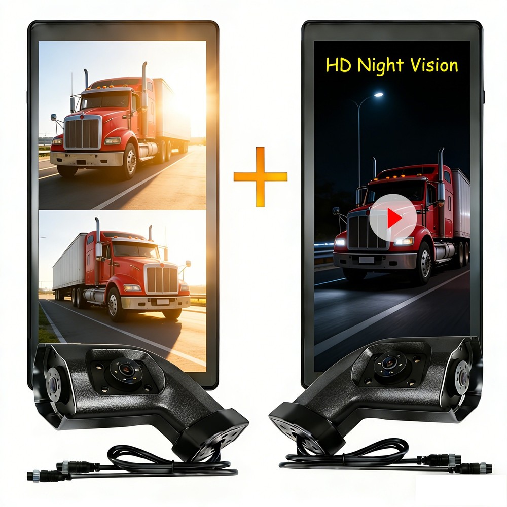 10.36" Truck Side View Camera System | 2CH Split Screen IR HD Night Vision DVR