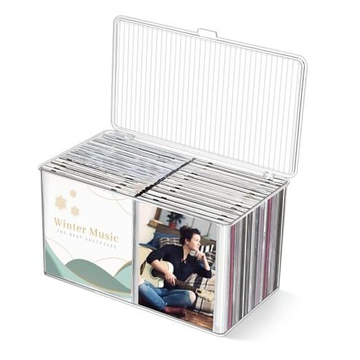 CD Storage Box Stackable Clear CD Organizer Clear DVD Storage Case Photo Case