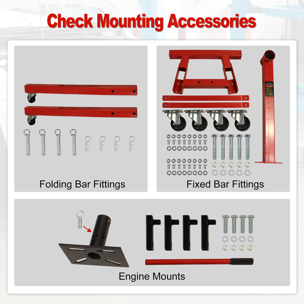 2000 LBS Folding Engine StandVehicle Engine Block Stand 360Degree Head