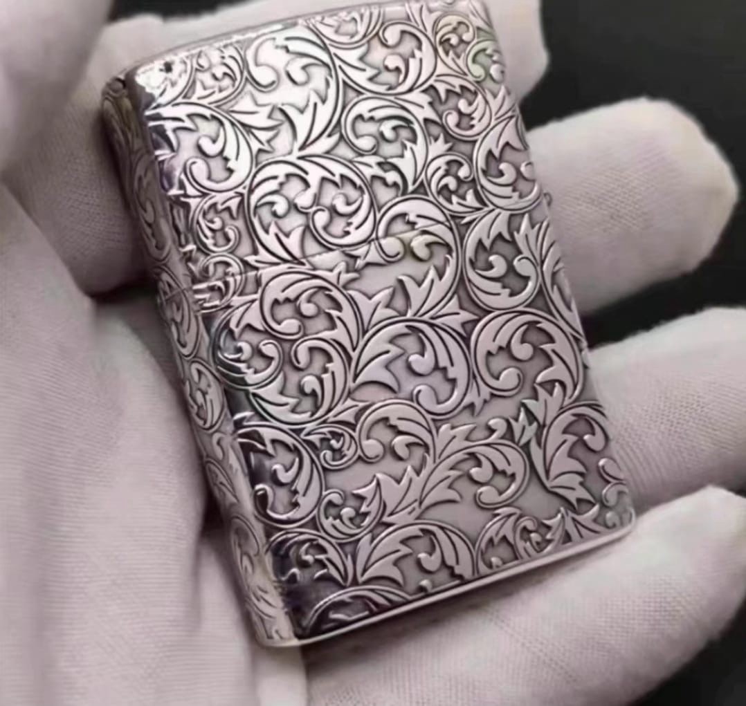 5 Sides Silver Flower Leaves Lighter In A New Box