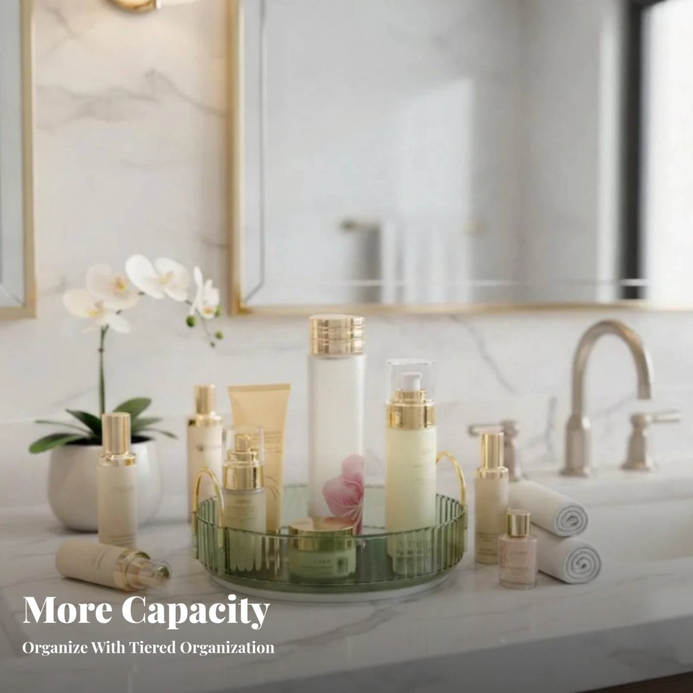 Rotating Makeup Organizer Cosmetics Single layer green