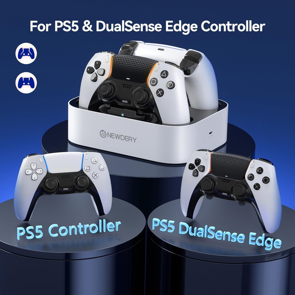 Dual Charging Station for PS5 Controller, Fast Charging Dock Stand with Cable