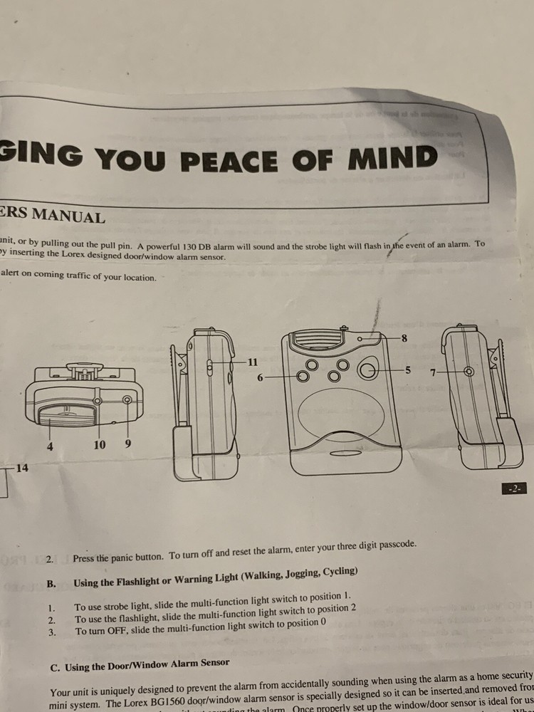 Lorex Handheld Safety & Secrity Bodyguard BG156, Panic (untested)