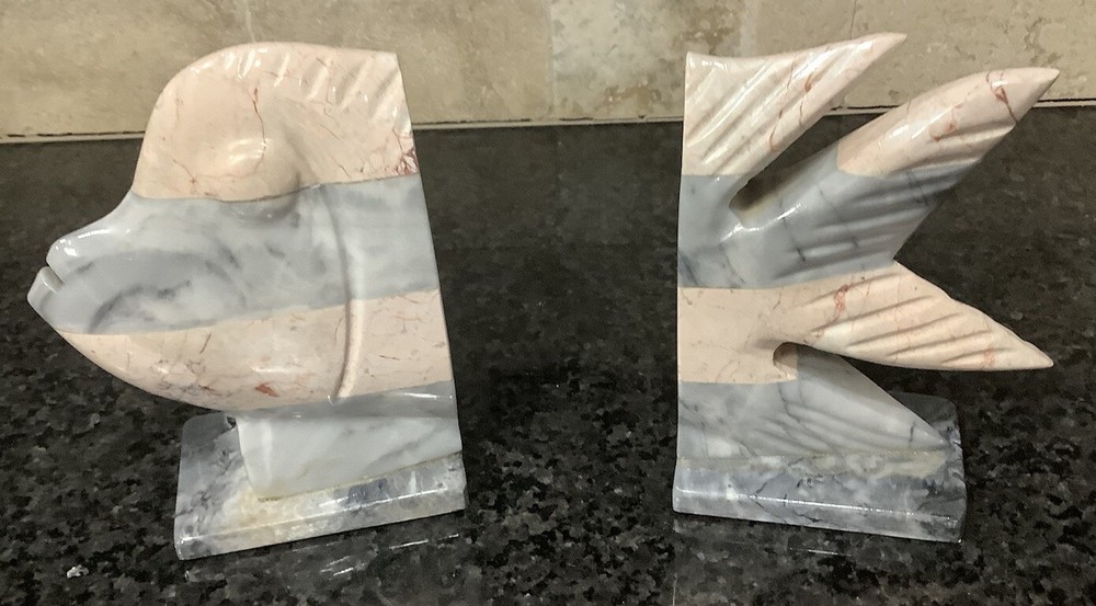 Pair of Marble Stone Fish Bookends