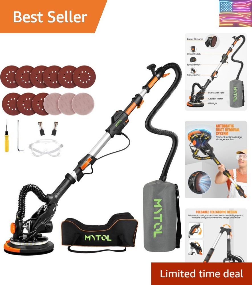 Electric Drywall Sander with Vacuum Dust Collection, Variable Speed, LED Ligh...