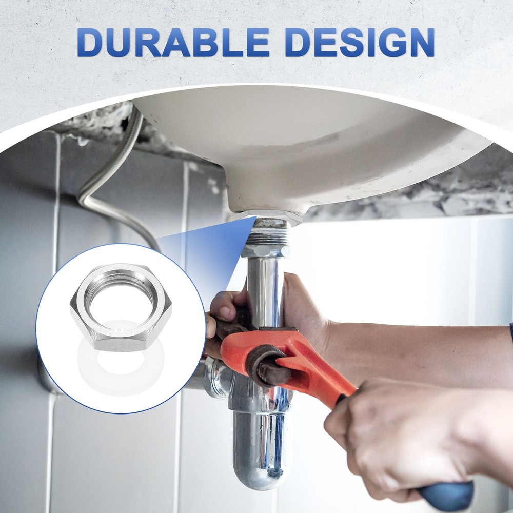 4 Pcs 304 Stainless Steel G 1/8" Thin Pipe Fitting Hex Locknuts with Washer