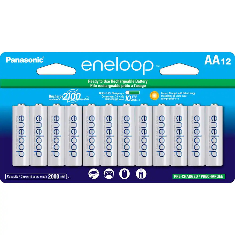 Eneloop AA NIMH Rechargeable Batteries (12-Pack)