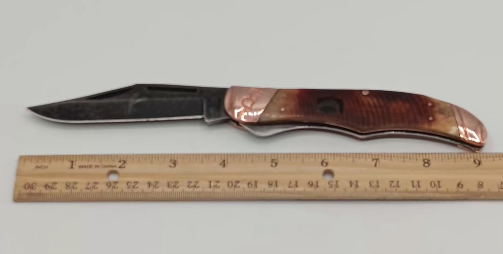 Rough Rider Jumbo Trapper Brown Stag Bone Stainless Folding Knife
