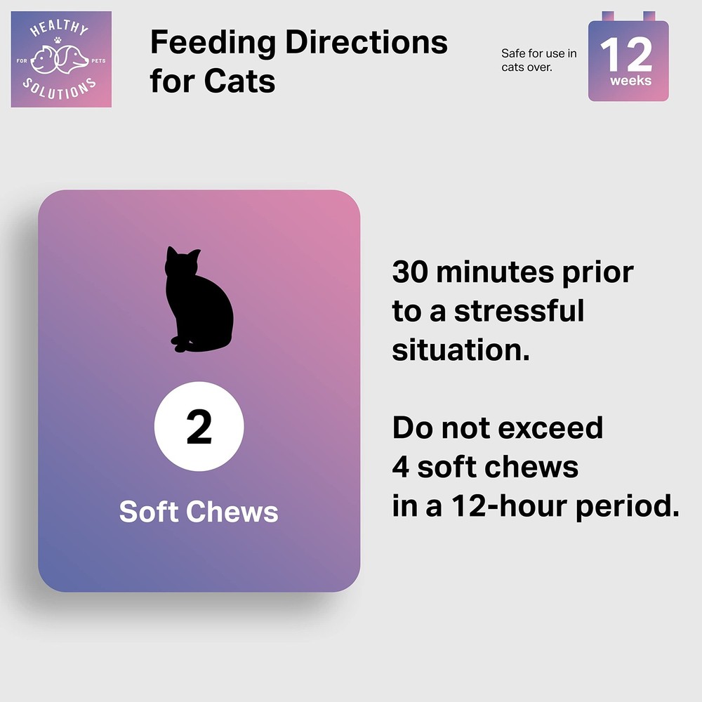 Healthy Solutions | Calming Chews for Cats | Melatonin |60 Soft Chews|252