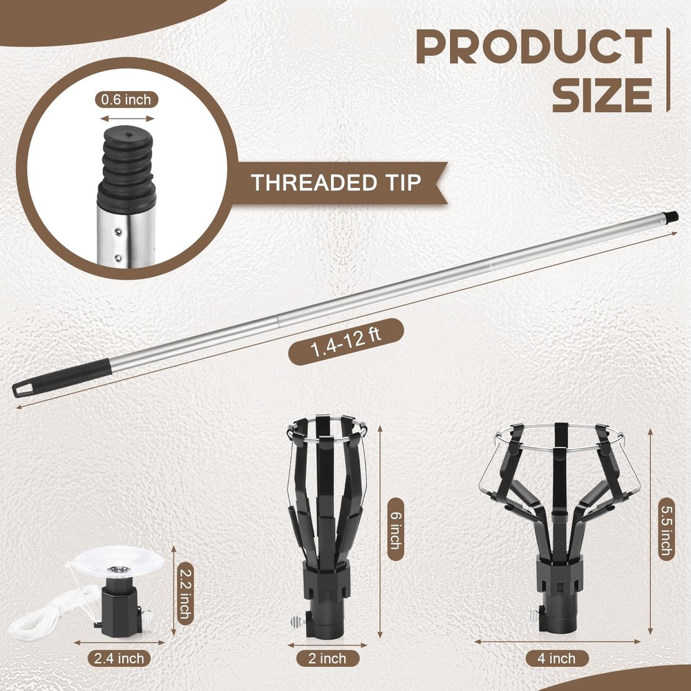 12FT Light Bulb Changer for High Ceilings, Light Bulb Changer with Baskets an...