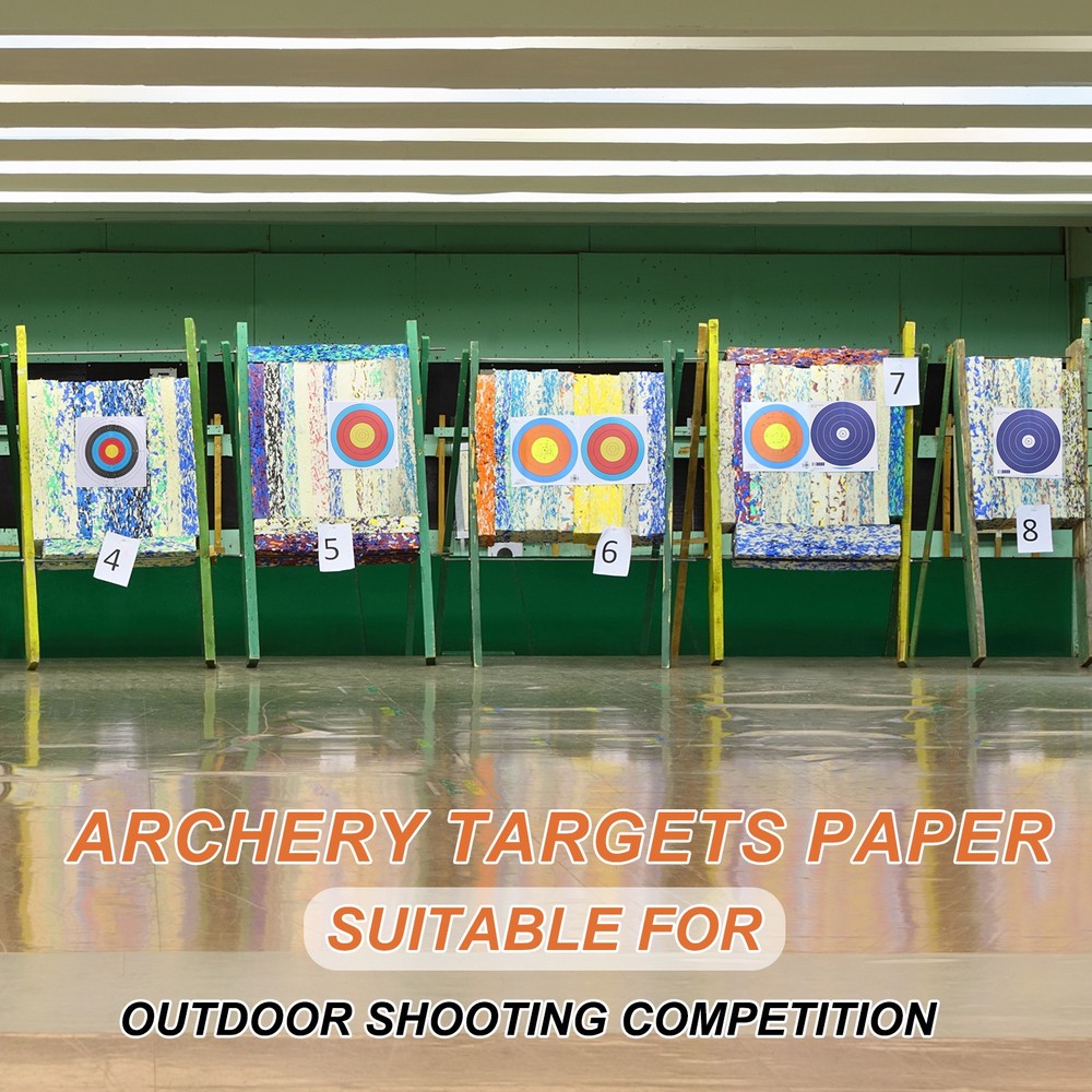 25Pcs Archery Target Paper 16"x16"(40cm) Standard 10 Ring Multicolor