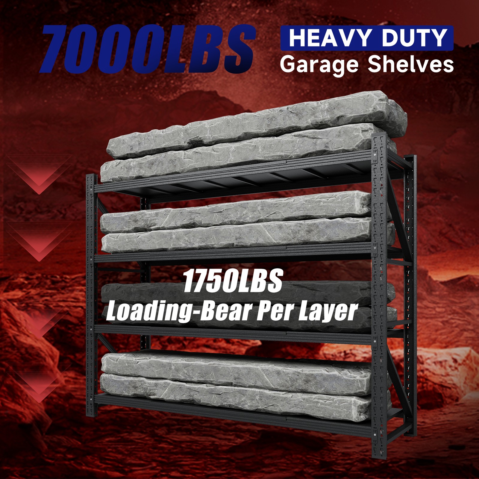 7000lb Heavy Duty Steel Shelves 79"W, Garage/Warehouse/Basement Storage Rack