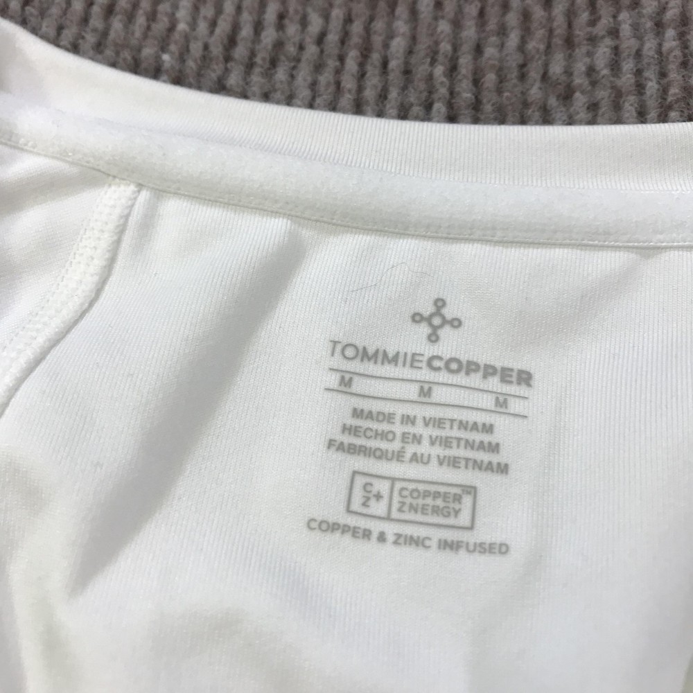 Tommie Copper Womens Medium White Compression Support Shirt Zip Top Lower Back