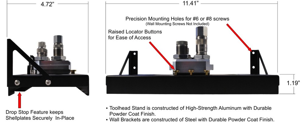 MCD Wall Mounted Toolhead Stand/Holder for Dillon Precision 550 - 3 Position