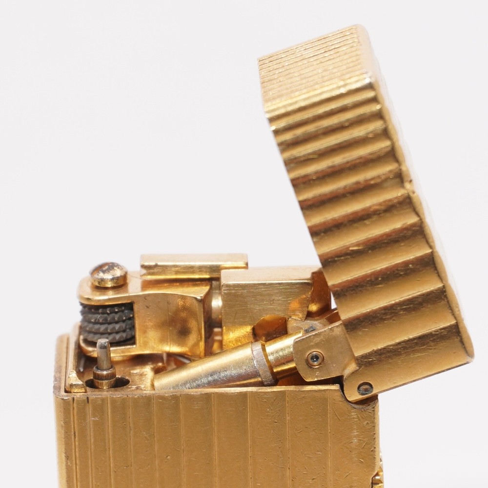 Rare Dunhill Lighter Gold Stripe Pattern-Ultrasonically cleaned_Working