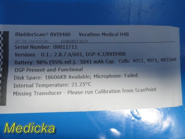 Verathon BVI9400 Bladder Scanner Console ONLY (Ref 0570-0190) ~ 33343