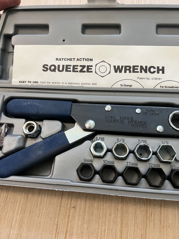 Spec Tools Ratcheting Squeeze Wrench Hand Tool With Case & Bits