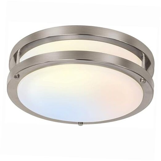 Flush Mount LED Ceiling Light Fixture, 13 inch Brushed Nickel