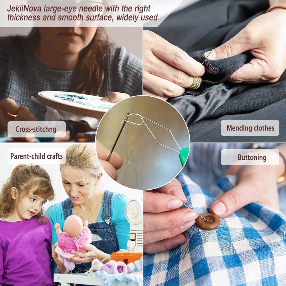 Effortless Threading with 50 Large-Eye Needles and Threader Set - DIY Essential