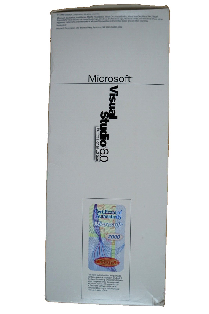 NEW Microsoft Visual Studio Professional 6.0 PRO 6 C Basic Commercial 659-00390