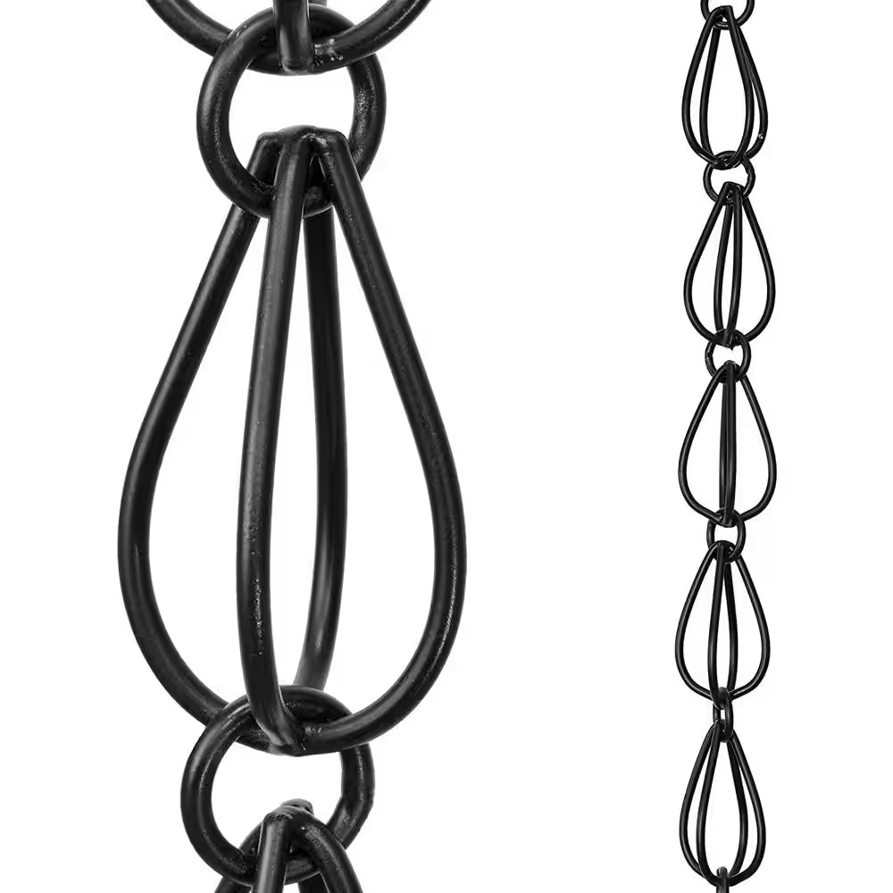 8.5 Ft. Aluminum Teardrop Rain Chain (Black)
