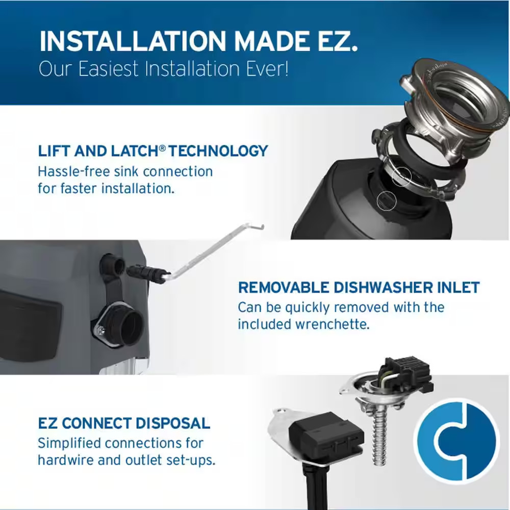 Evolution 1HP, 1 HP Garbage Disposal, Advanced Series EZ Connect Continuous Feed