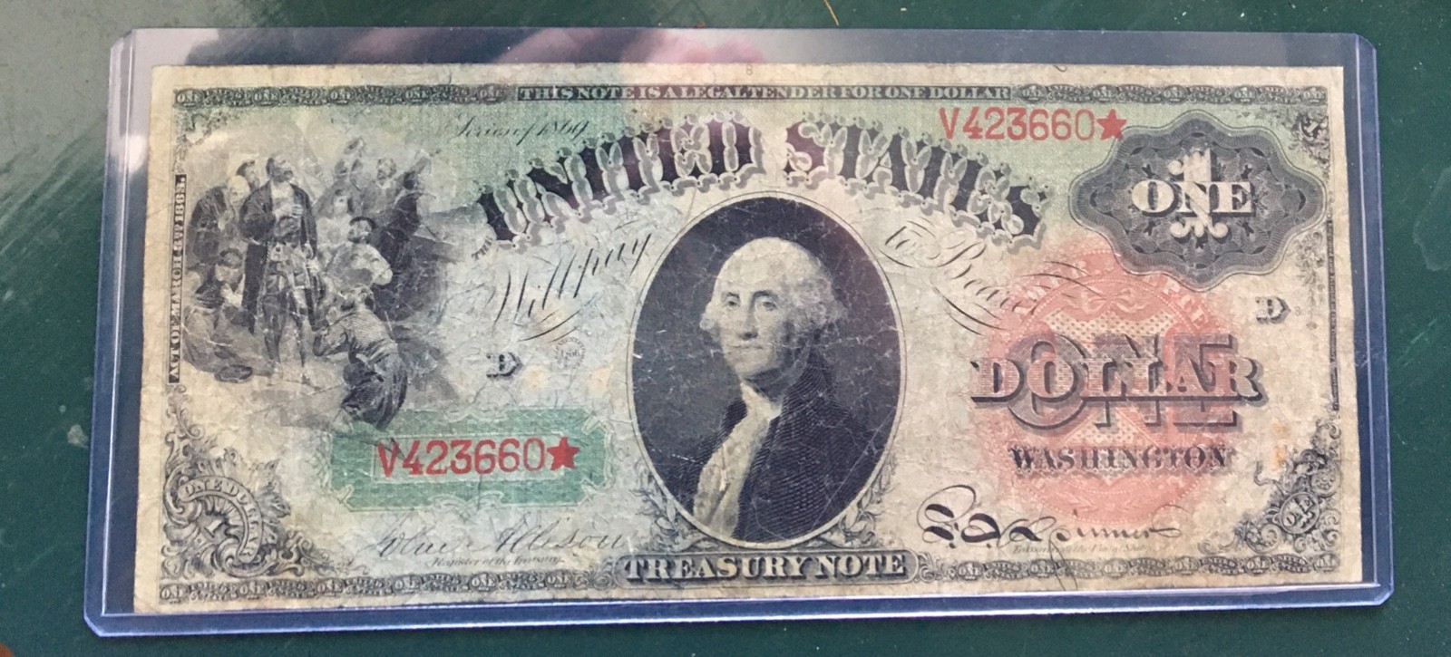 1869 $1 RAINBOW *Gorgeous Mid-Grade Example of this RARE Note* CV $1,020 in VF20