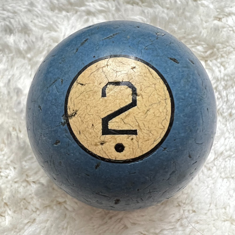 Rare Antique 2 1/4" #2 Clay Pool Ball, Dot Under Number, Double Sided
