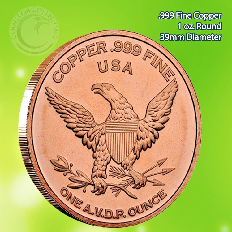 "Trade Dollar" Design 1oz .999 Copper round Eagle Back