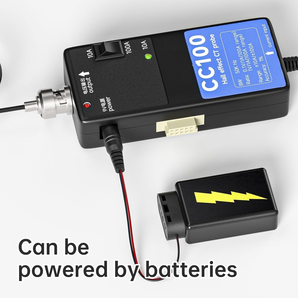 Clamp-on Current Probe CC100 10A/100A Range Supports Cascading Multiple Units...