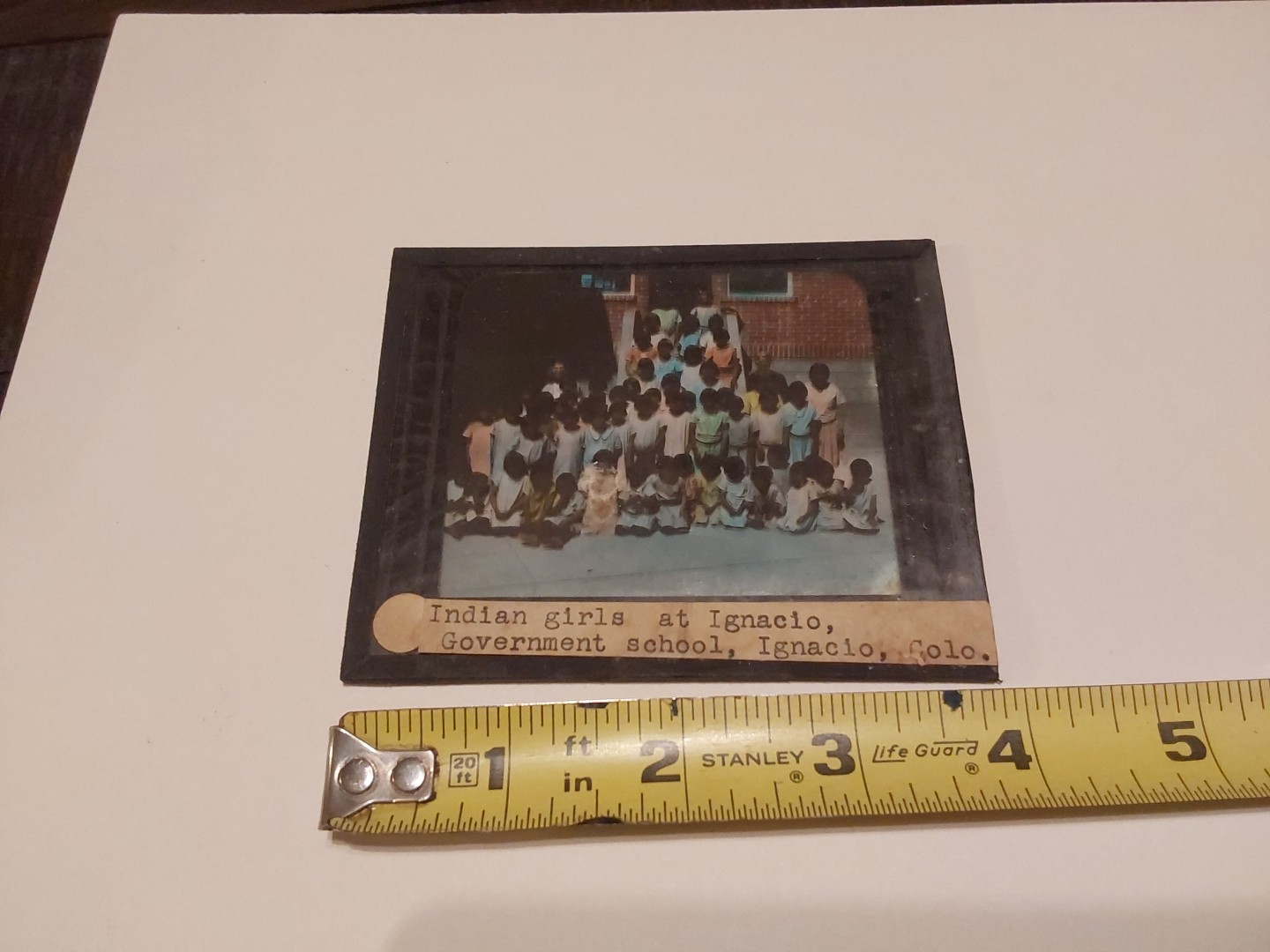 Girls at Ignatio Indian School CO Glass Magic Lantern Slide Native American