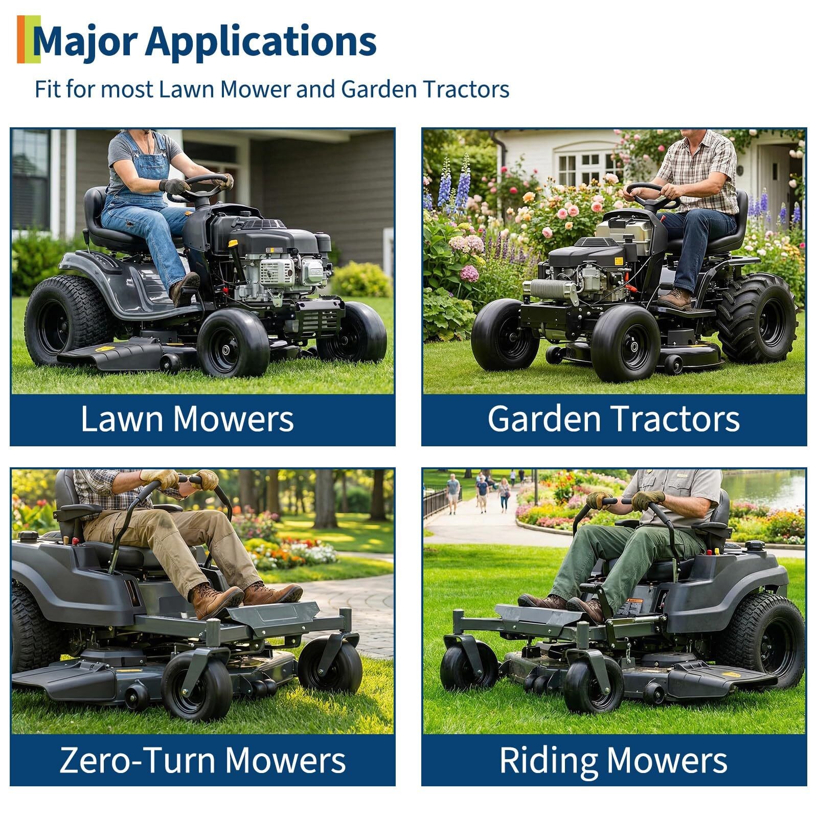 2 pack 13x6.50-6 Flat Free Tire Wheel Set w/ Bearing For Zero-Turn Lawn Mower