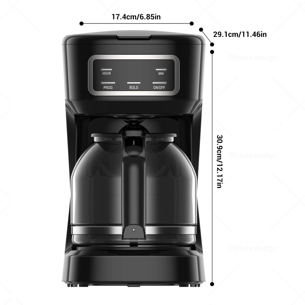 Mainstays Black 12-Cup Programmable Coffee Maker with Auto Shut-Off Feature