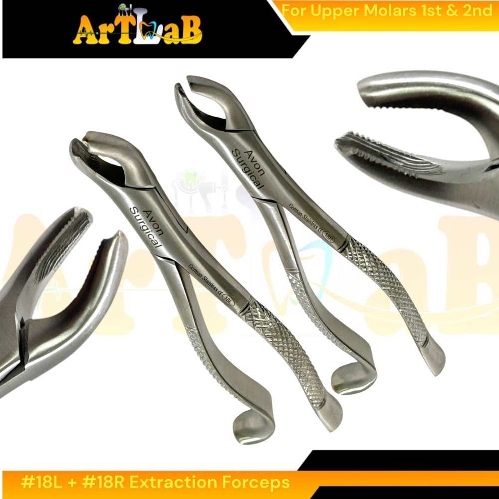 2PK - Upper Molar 1st & 2nd Extraction Forceps, Left & Right #18L + #18R