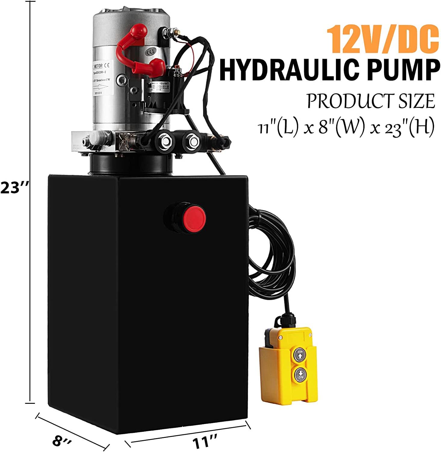 20 Quart Double Acting Hydraulic Pump Dump Trailer DC 12V Unit Pack Power Unit