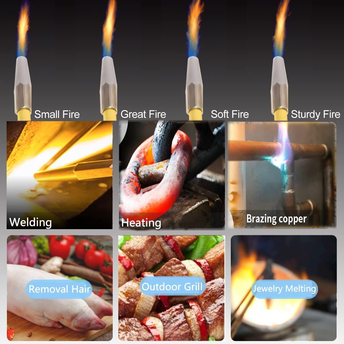 Oxygen MAPP Torch Kit W/ Pressure Meter W/ Tank Support, Glasses And Flint Spark