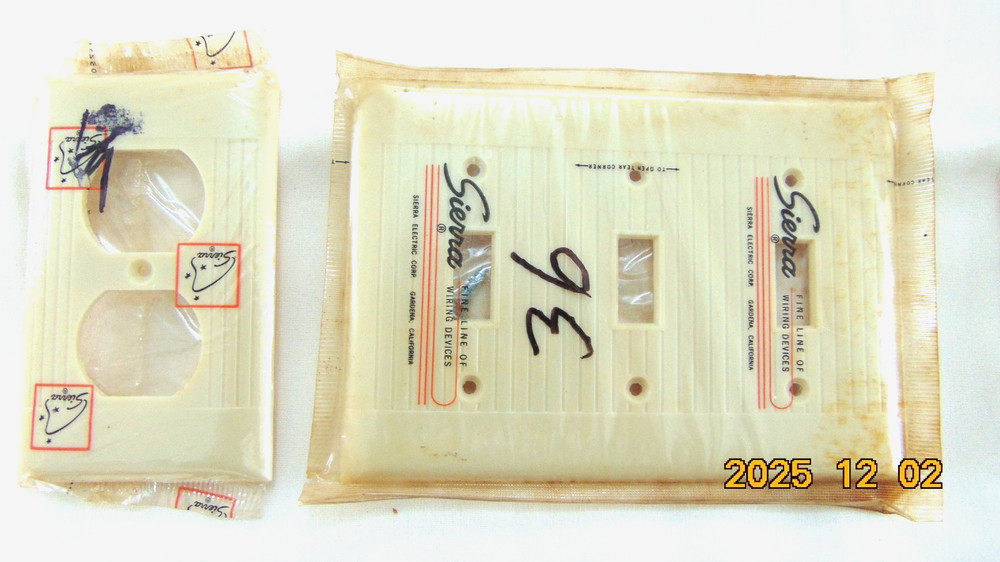 Vintage Sierra Switch Plates Ivory ** 8 MCM 1960's Lined *Mixed Pattern Groups