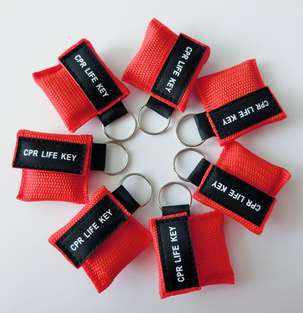 100pcs/lot CPR Barrier with Keychain CPR Face Shield for AED First Aid