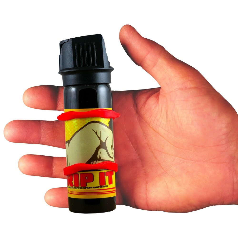 GRIP IT Hand held Pepper Spray with 2oz flip top -White Strap  -PEPPER SPRAY