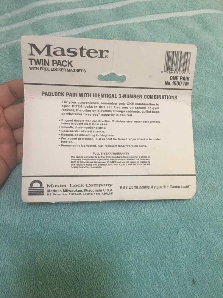 Master Twin Pack Combination Padlocks Brand New