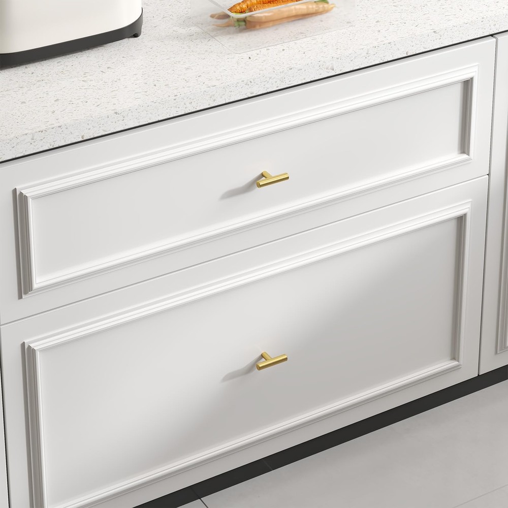 Goldenwarm 5Pack Single Hole Gold Cabinet Knobs and 5 Pack, ‎Brushed Brass