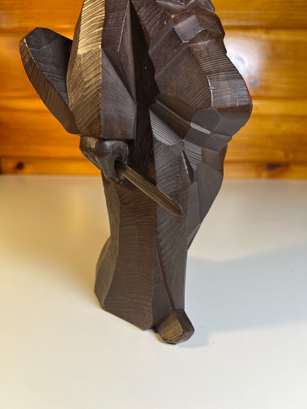 Mid Century Japanese Carved Wood Shoki Demon Queller Sculpture Okimono Yoshihiro