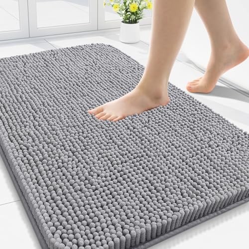 Bathroom Rugs 30x20, Extra Soft Absorbent Shaggy 30" x 20" Rectangular Grey